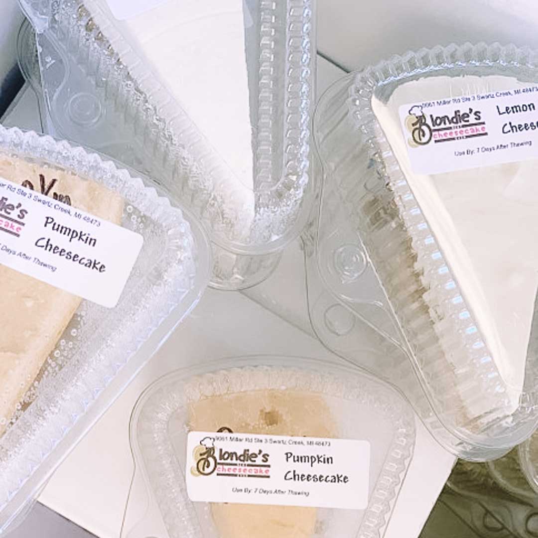 Blondies Best Best Cheesecake Ever Lemon Original Pumpkin Flavors individually packed in Flint, Michigan
